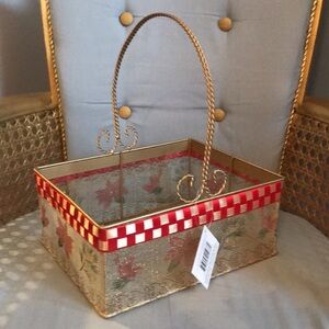 NWT Celebrate ir Christmas metal wire basket with ribbon, display gift present